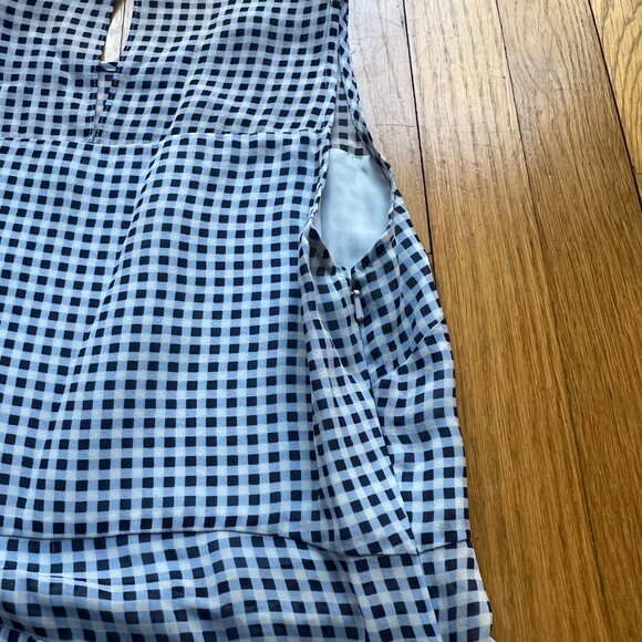 Timo Weiland X Banana Republic Size 4 Blue Gingham Plaid Silk Sleeveless Dress - Picture 14 of 14